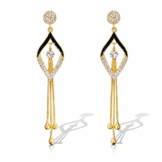 Luxury Gold Tassel Drop Earrings for Women – Crystal Dangle Party Earrings